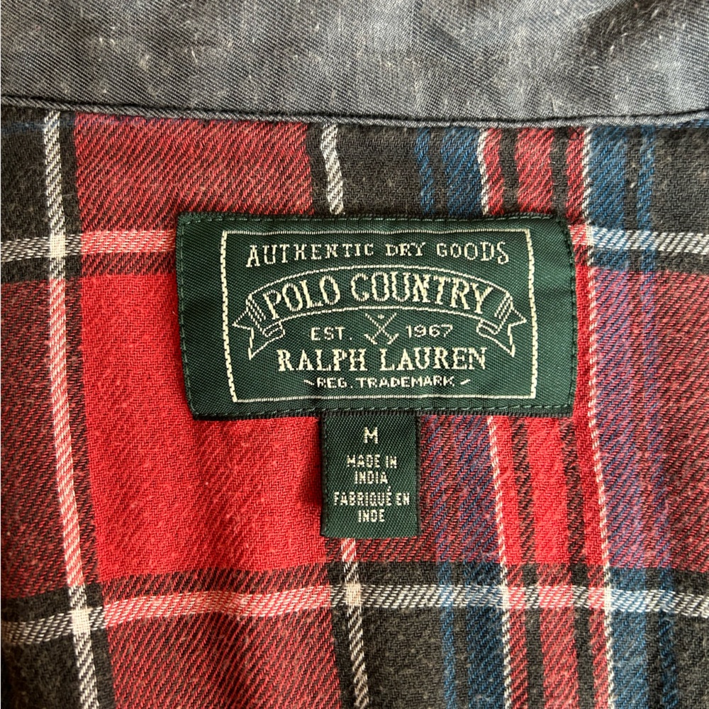 Polo Country Ralph Lauren Vintage 90’s Buffalo Plaid Flannel Shirt Size Medium - Picture 6 of 10